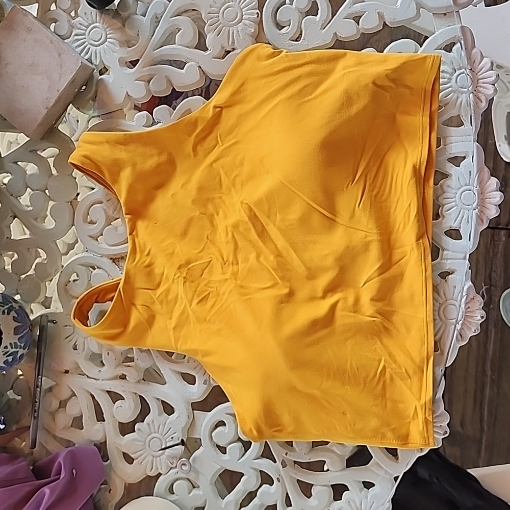 athleta soft crop top mustard yellow